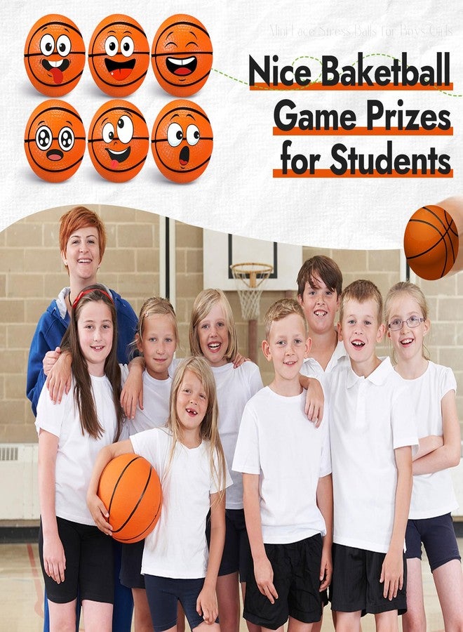 Arrowbash 36 Pcs Mini Face Basketball Stress Balls Bulk Small Basketballs Stress and Anxiety Relief Toy Foam Sports Squeeze Balls for School Carnival Reward Valentine's Day Sports Party Favors Gifts - Image 2